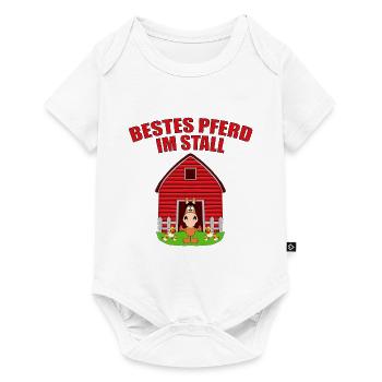 BESTES PFERD IM STALL - REITEN - PFERDE - TIER - Baby Premium Kurzarmbody - Weiß - Vorne