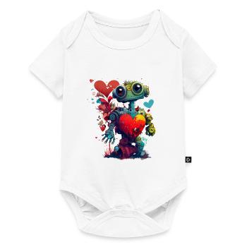 Funny robot with heart, Valentine's Day - Baby Premium short-sleeve bodysuit - white - Front
