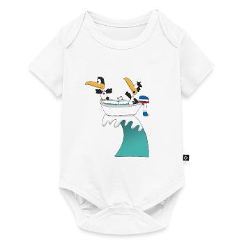 PINGUINE - WELLENREITER - BOOT - SURFER - LIEBE - Baby Premium Kurzarmbody - Weiß - Vorne