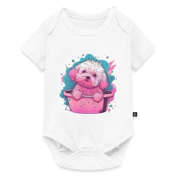 Mignon jeune chien dans la baignoire - Body à manches courtes Premium Bébé - blanc - Devant