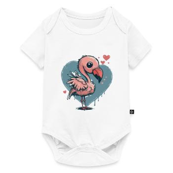 Flamingo - Baby Premium Kurzarmbody - Weiß - Vorne