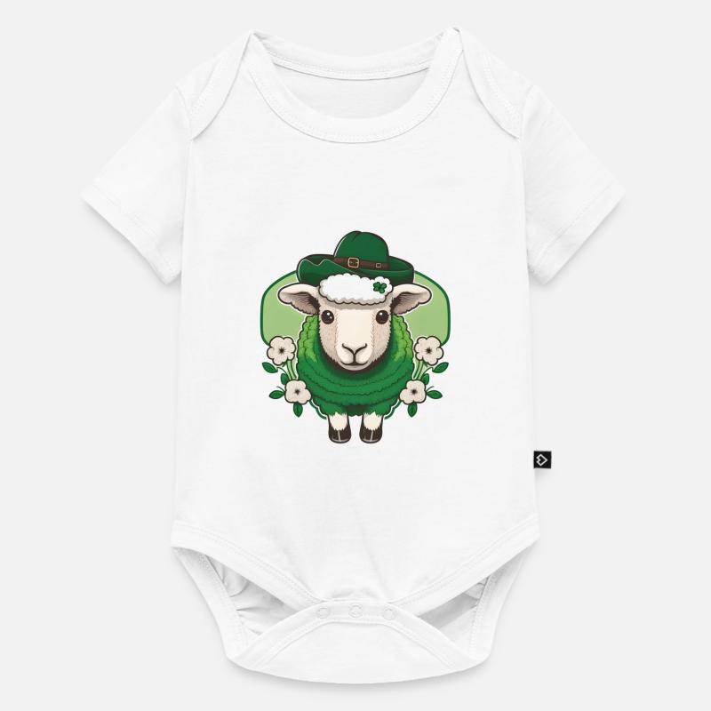 Mouton de la Saint-Patrick avec des fleurs - Body à manches courtes Premium Bébé - blanc
