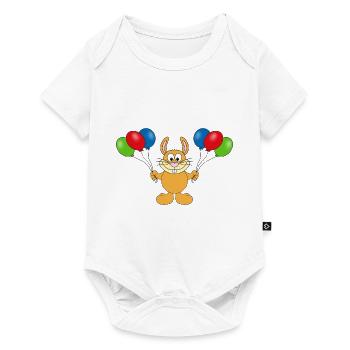 HASE - OSTERHASE - LUFTBALLONS - TIER - TIERISCH - Baby Premium Kurzarmbody - Weiß - Vorne