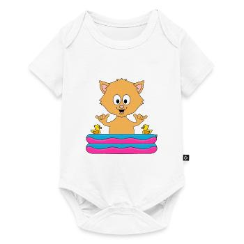 KATZE - SHAKA - PLANSCHBECKEN - TIER - TIERISCH - Baby Premium Kurzarmbody - Weiß - Vorne