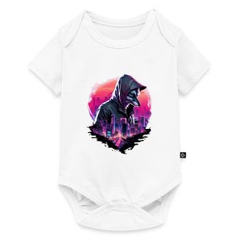 Synthwave Wolf avec skyline - Body à manches courtes Premium Bébé - blanc - Devant