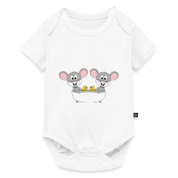 MÄUSE - MAUS - BADEWANNE - TIERE - LIEBE - Baby Premium Kurzarmbody - Weiß - Vorne