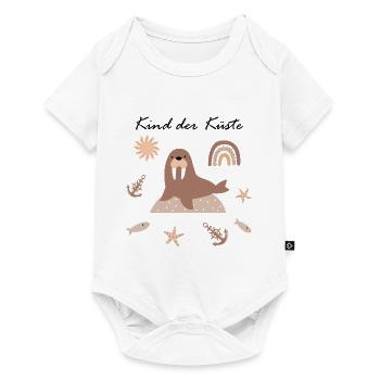 Kind der Küste | Walross, Anker, Regenbogen | Boho - Baby Premium Kurzarmbody - Weiß - Vorne