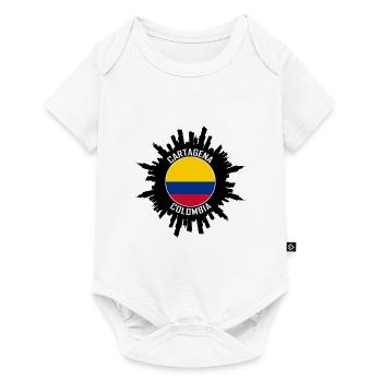 Carthagène Skyline Colombie Flag Souvenir de voyage - Body à manches courtes Premium Bébé - blanc - Devant