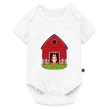 PFERD - PONYHOF - REITERHOF - HÜHNER - TIERISCH - Baby Premium Kurzarmbody - Weiß - Vorne