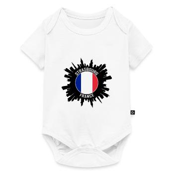 Strasbourg Skyline France Flag Travel Souvenir - Baby Premium short-sleeve bodysuit - white - Front