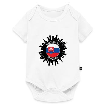 Bratislava Skyline Slovakia Flag Travel Souvenir - Baby Premium short-sleeve bodysuit - white - Front