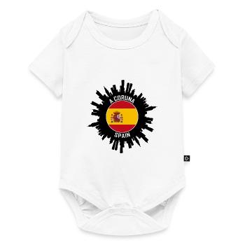 Un souvenir de voyage Coruna Skyline Espagne Flag - Body à manches courtes Premium Bébé - blanc - Devant