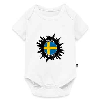 Malmö Skyline Suède Flag Souvenir de voyage - Body à manches courtes Premium Bébé - blanc - Devant