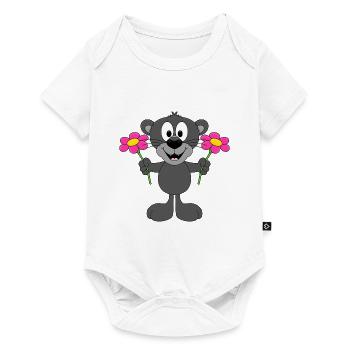PANTHER - BLUMEN - TIER - TIERISCH - Baby Premium Kurzarmbody - Weiß - Vorne