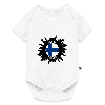 Vantaa Skyline Finnland Flagge Reise-Souvenir - Baby Premium Kurzarmbody - Weiß - Vorne