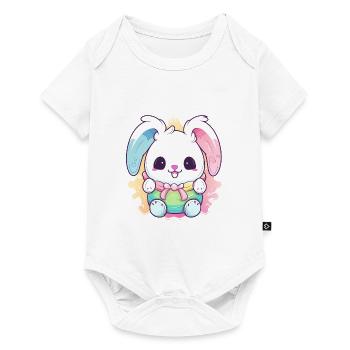 Lapin de Pâques Bleu Rose - Body à manches courtes Premium Bébé - blanc - Devant