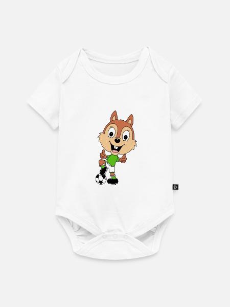 FUßBALL - SPORT - EICHHÖRNCHEN - TIER - Baby Premium Kurzarmbody - Weiß