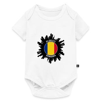 Ploiesti Skyline Roumanie Flag Souvenir de voyage - Body à manches courtes Premium Bébé - blanc - Devant