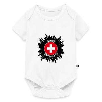 Genève Skyline Suisse Flag Souvenir de voyage - Body à manches courtes Premium Bébé - blanc - Devant