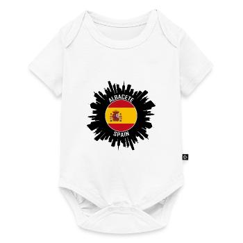 Albacete Skyline Espagne Flag Souvenir de voyage - Body à manches courtes Premium Bébé - blanc - Devant