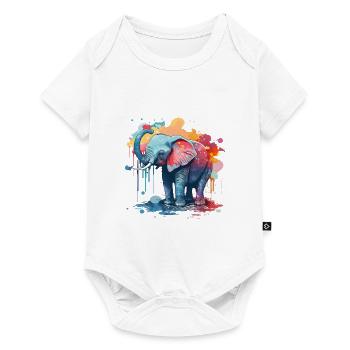 Aquarelle Éléphant Bébé - Body à manches courtes Premium Bébé - blanc - Devant