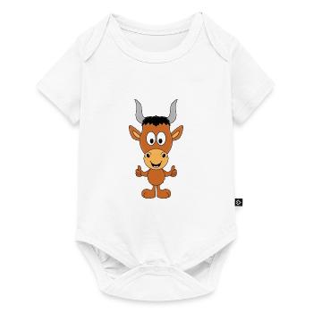 STIER - BULLE - TIER - TIERISCH - GUT - Baby Premium Kurzarmbody - Weiß - Vorne