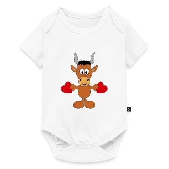 STIER - BULLE - HERZEN - LIEBE - LOVE - TIER - Baby Premium Kurzarmbody - Weiß - Vorne