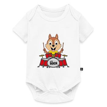 SCHLAGZEUG - MUSIK - TIER - BAND - ROCK - FUN - Baby Premium Kurzarmbody - Weiß - Vorne