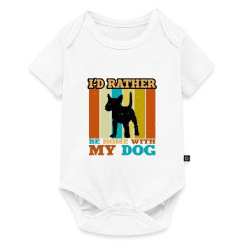 Bull Terrier Miniature Chien Silhouette Rétro Coucher de Soleil - Body à manches courtes Premium Bébé - blanc - Devant