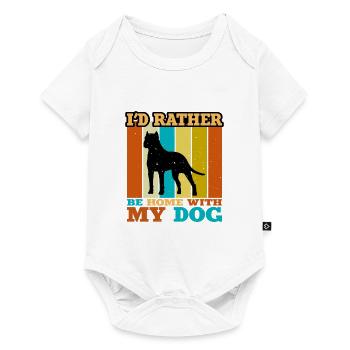 Amoureux des chiens brésiliens Silhouette Vintage Coucher de soleil - Body à manches courtes Premium Bébé - blanc - Devant
