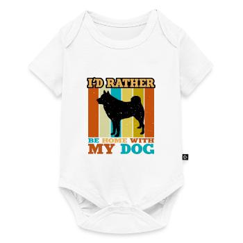 Finnischer Spitz Hundeliebhaber Silhouette Vintage Sonnenuntergang - Baby Premium Kurzarmbody - Weiß - Vorne