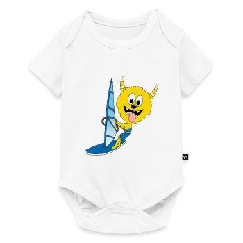 WINDSURFER - MONSTER - SURFER - WASSERSPORT - Baby Premium Kurzarmbody - Weiß - Vorne