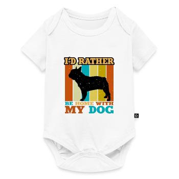Amoureux du Bouledogue Français Silhouette Vintage Coucher de Soleil - Body à manches courtes Premium Bébé - blanc - Devant