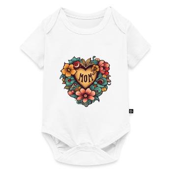 Mother's Day Heart with Flowers - Baby Premium short-sleeve bodysuit - white - Front