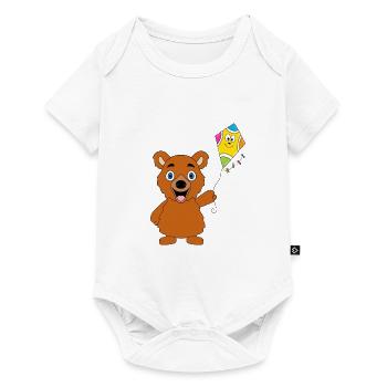 DACHEN - KITE - DRACHENSTEIGEN - TEDDY - BÄR - Baby Premium Kurzarmbody - Weiß - Vorne