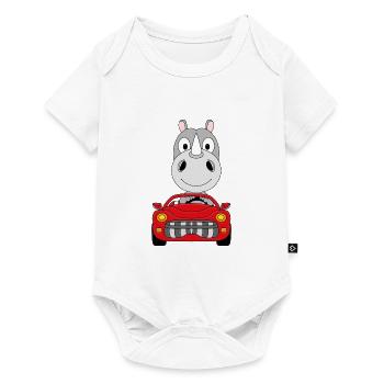 AUTO - NASHORN - CABRIO - TIER - TIERISCH - Baby Premium Kurzarmbody - Weiß - Vorne