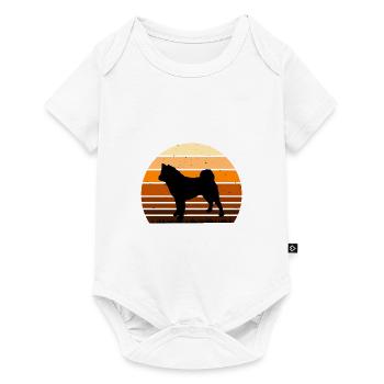 American Akita Dog Lover Silhouette Vintage Sunset - Body à manches courtes Premium Bébé - blanc - Devant