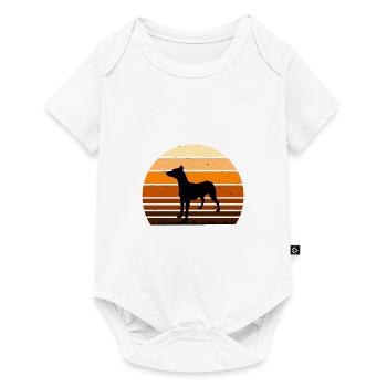 Andalou Chien Chien Amoureux Silhouette Rétro Coucher de Soleil - Body à manches courtes Premium Bébé - blanc - Devant