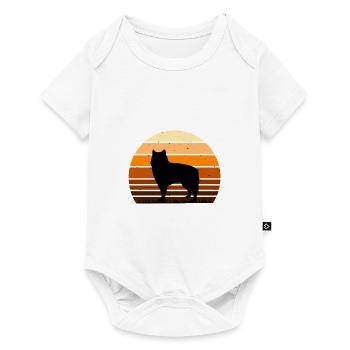 Alaskan Malamute Dog Lover Silhouette Retro Sunset - Body à manches courtes Premium Bébé - blanc - Devant