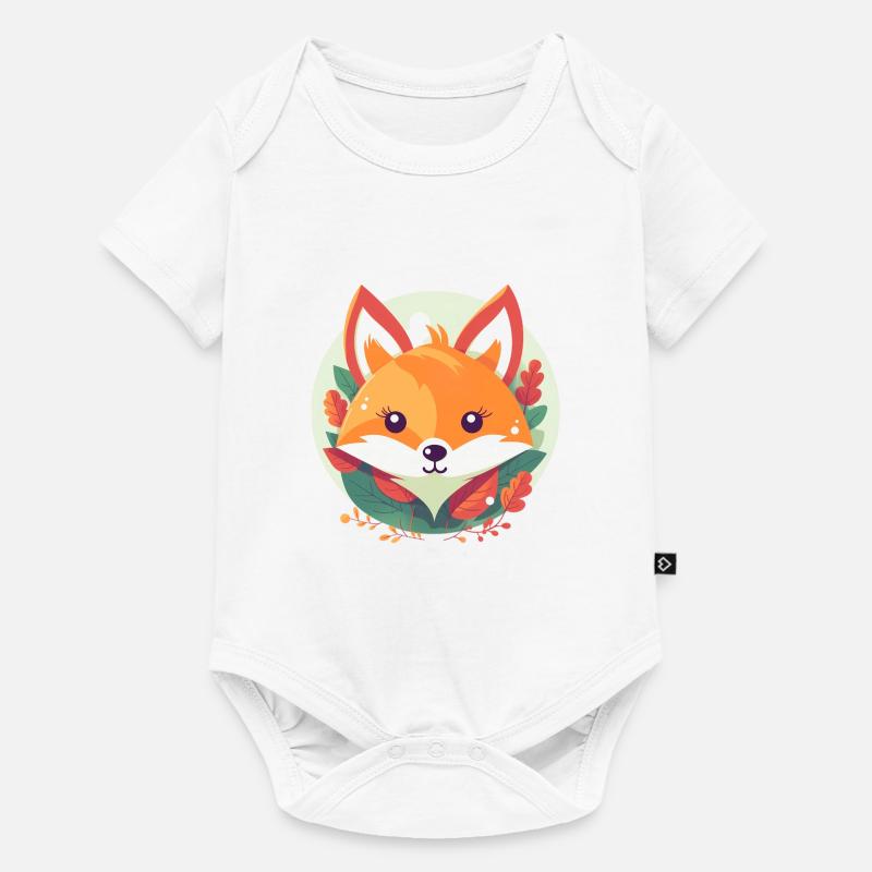 Renard mignon avec des feuilles - Body à manches courtes Premium Bébé - blanc