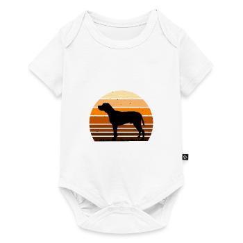 Braque du Bourbonnais Hund Silhouette Retro Sonnenuntergang - Baby Premium Kurzarmbody - Weiß - Vorne