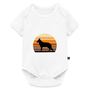 Silhouette de chien de berger d’Europe de l’Est Rétro Coucher de soleil - Body à manches courtes Premium Bébé - blanc - Devant