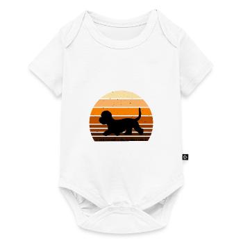 Dandie Dinmont Terrier Dog Silhouette Retro Sunset - Baby Premium short-sleeve bodysuit - white - Front