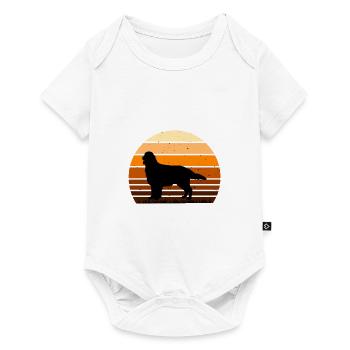 Flat Coated Retriever Dog Silhouette Retro Sunset - Body à manches courtes Premium Bébé - blanc - Devant