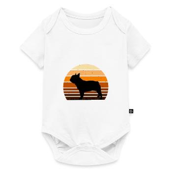 Amoureux du Bouledogue Français Silhouette Vintage Coucher de Soleil - Body à manches courtes Premium Bébé - blanc - Devant