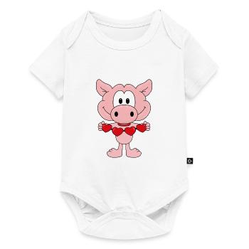 LIEBE - LOVE - TIER - VERLIEBT - SCHWEIN - HERZEN - Baby Premium Kurzarmbody - Weiß - Vorne