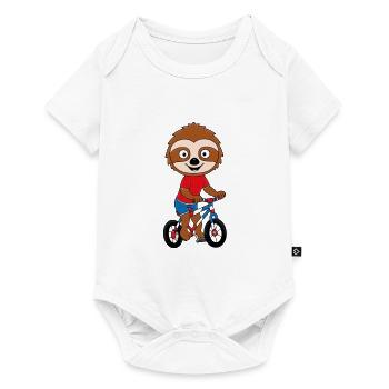 FAULTIER - FAHRRAD - RAD - RADFAHRER - TIER - Baby Premium Kurzarmbody - Weiß - Vorne