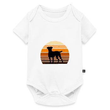 Patterdale Terrier Dog Silhouette Retro Sunset - Baby Premium short-sleeve bodysuit - white - Front