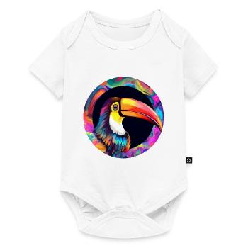 Tukan auf bunten Hintergrund - Baby Premium Kurzarmbody - Weiß - Vorne
