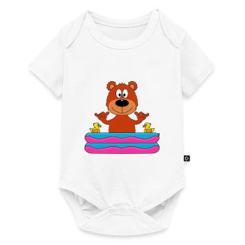 SHAKA - POOL - PLANSCHBECKEN - TEDDY - BÄR - BABY - Baby Premium Kurzarmbody - Weiß - Vorne